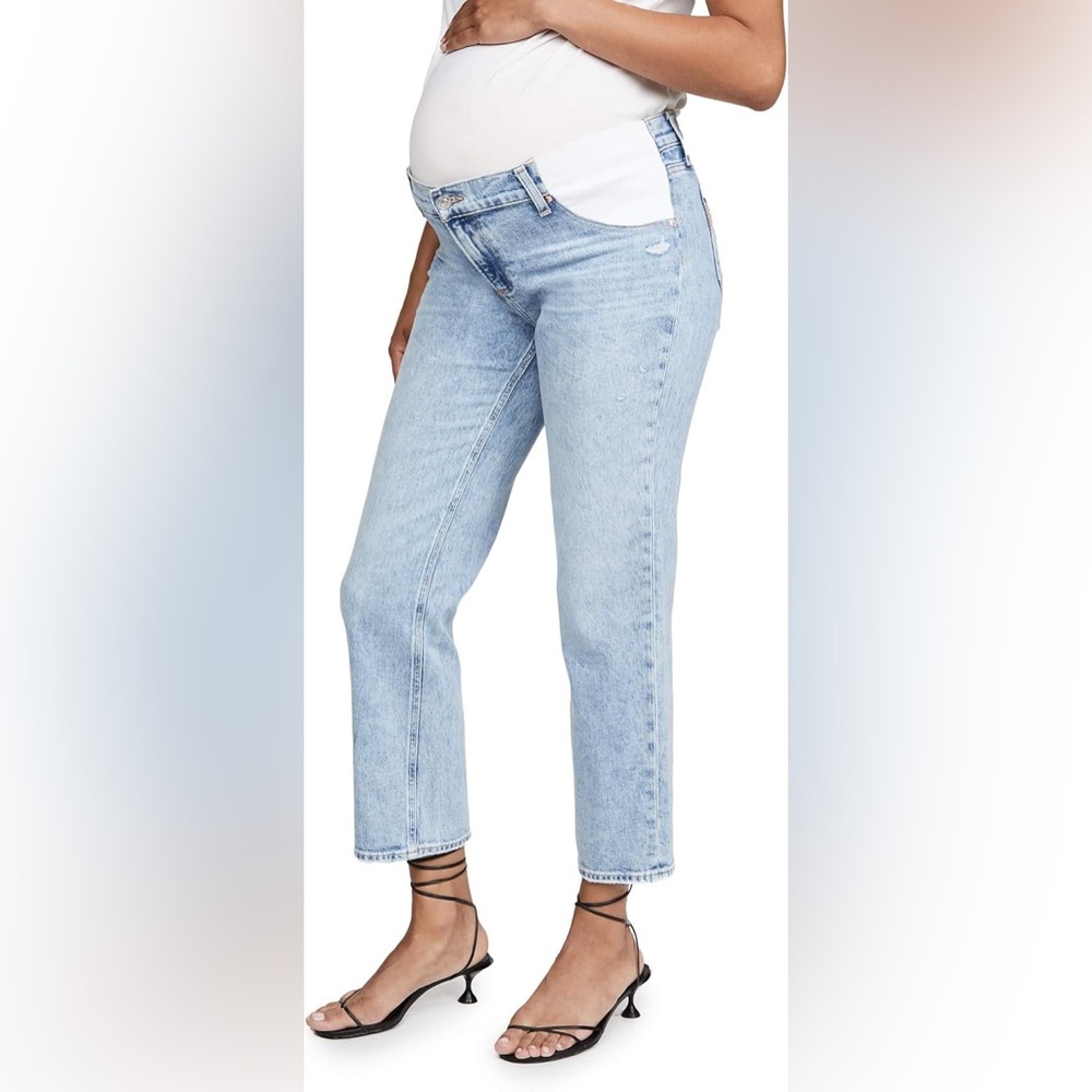 PAIGE Light Wash Straight Leg Maternity Jeans